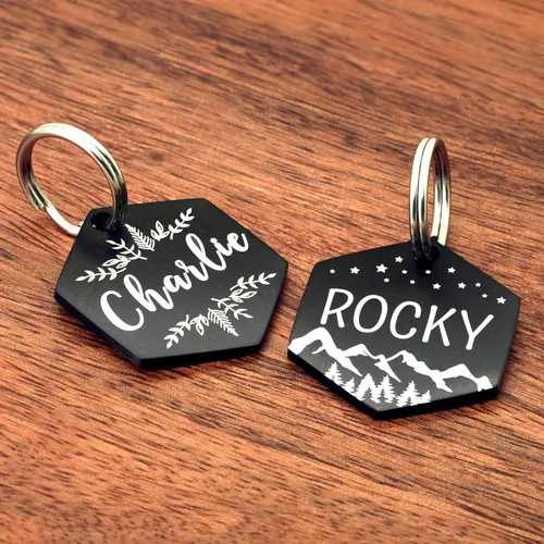 Miniatura 2 de Ultra Joys Etiqueta de Identificación para Mascotas de Acero Inoxidable Etiquetas con Nombre para Perros Personalizadas Grabado Frontal y Trasero