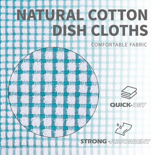 Miniatura 5 de Oeleky Paños de cocina 100% algodón para lavar platos, trapos de cocina de 12 x 12 pulgadas, paños de cocina absorbentes, paquete de 8, paños