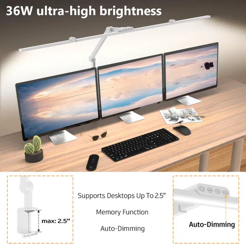 Miniatura 2 de EPABINA Lámpara de Escritorio de Arquitecto Ultra Brillante de 36W con Abrazadera, Luz de Escritorio LED Giratoria Alta Elevada para Oficina