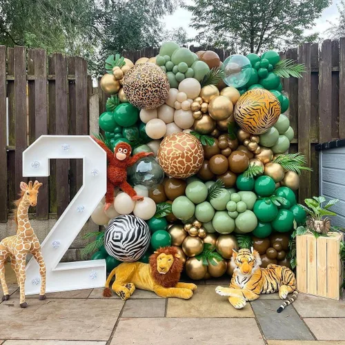 Miniatura 3 de Globos de Jirafa, Elefante, Vida Silvestre, Elefante, Mono, León, Jirafa, Leopardo en Forma de Globos para Decoraciones de Cumpleaños Infantiles