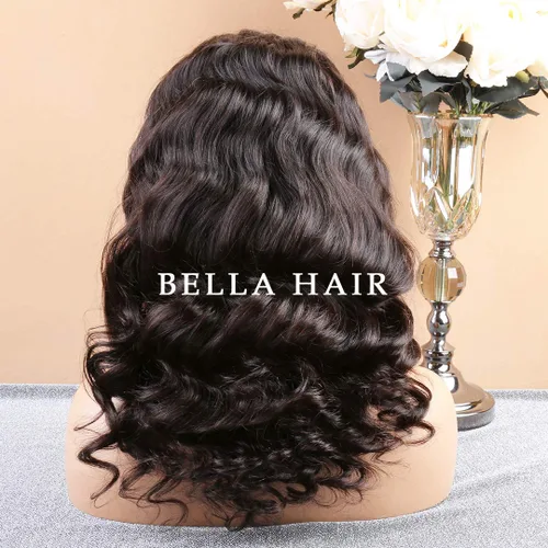 Miniatura 4 de Bella Hair Peluca de encaje completo sin pegamento, onda suelta para mujeres negras, densidad del 130 %, cabello humano virgen Remy prearrancado