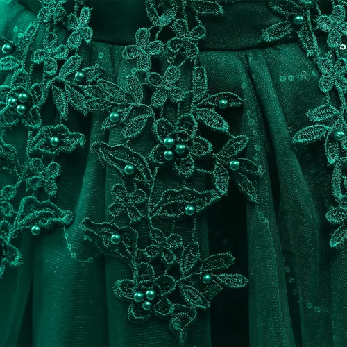 Miniatura 7 de Weileenice Vestido de dama de honor de encaje para niñas grandes, vestido de baile de boda, vestido de princesa para niños pequeños