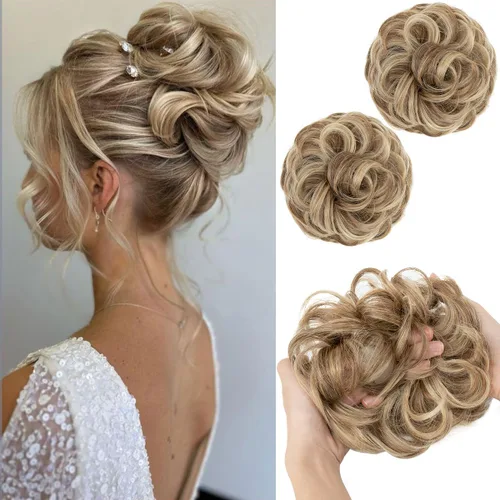 Miniatura 21 de SARLA 2 piezas de cabello desordenado color burdeos, onduladas, rizadas, sintéticas, coleteros falsos, extensiones de cola de caballo para mujeres