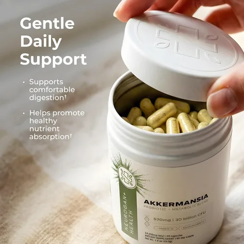 Miniatura 6 de Neurogan Akkermansia Muciniphila Probiótico + Suplemento - 30 mil millones de UFC - Probióticos para la salud digestiva y apoyo celular - Cápsulas