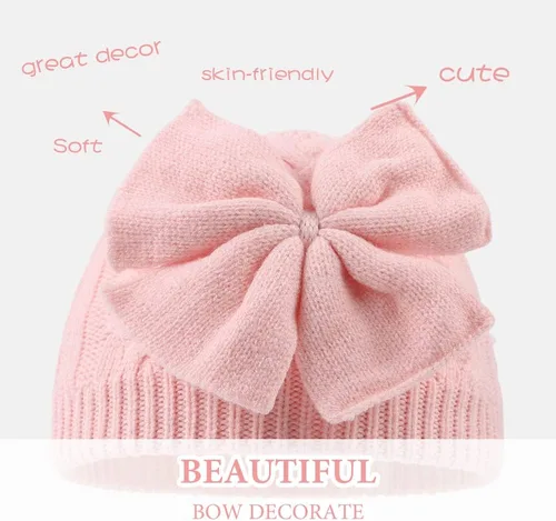 Miniatura 3 de Gorro de punto cálido de invierno para niñas con forro de algodón para bebés y niñas