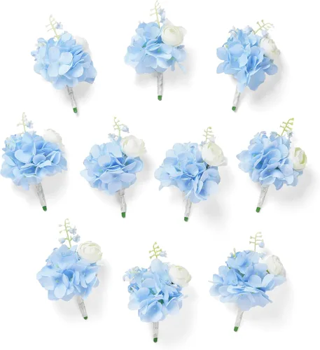 Miniatura 13 de Boutonnieres de aliento de bebé para hombre, juego de 2, blanco natural para novio y padrinos de boda con pin para boda rústica de otoño, vintage