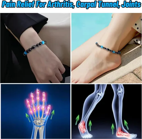 Miniatura 4 de Juego de pulseras tobilleras de terapia de hematita, Piedra