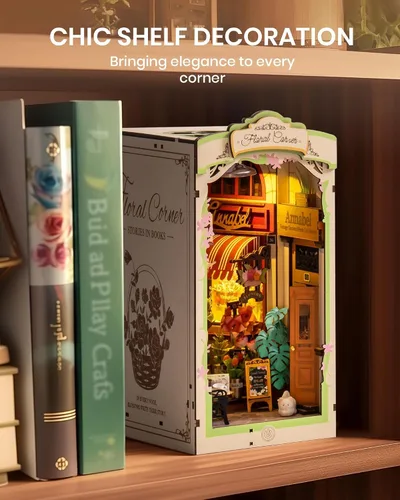 Miniatura 3 de Rolife Kits de rincón de libros para adultos, kit de rincón de libros en miniatura para decoración de habitación del hogar, rompecabezas de madera