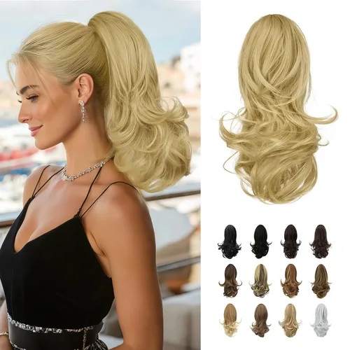 Miniatura 17 de Sofeiyan Extensión de cola de caballo de 11 pulgadas con clip de garra, extensiones de cabello con cola de caballo, cola de caballo larga y rizada
