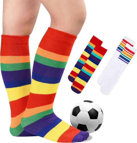 Miniatura 44 de Century Star Calcetines de fútbol de algodón para niños y jóvenes, calcetines de tubo suave, hasta la rodilla, calcetines deportivos largos