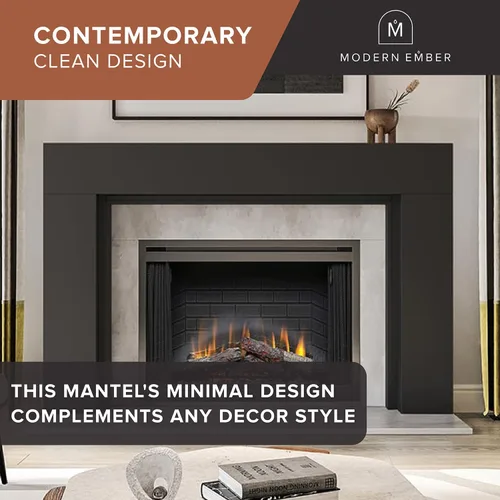 Miniatura 4 de Modern Ember Sabine Kit de Marco Envolvente de Repisa de Chimenea de Madera, Negro Apertura de 48" x 42" 72" x 54" Total Estética Moderna