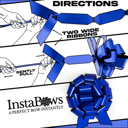 Miniatura 2 de Lazo de regalo grande azul de 12 pulgadas, lazo metálico con cuerda de tirar perfecto para envolver regalos, grandes presentes, autos, bicicletas