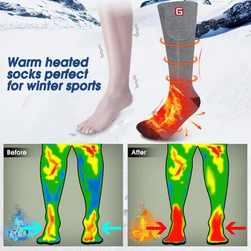 Miniatura 6 de Magnolia Calcetines calefactables, calcetines eléctricos recargables para hombres y mujeres, calentadores de pies de invierno con 3 ajustes de calor