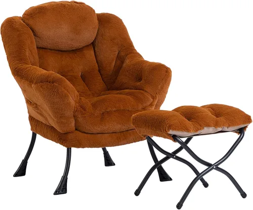 Miniatura 51 de HollyHOME - Silla perezosa con reposabrazos y bolsillo lateral, cómoda silla de sala de acento, sofá de ocio para sala de estar, recámara