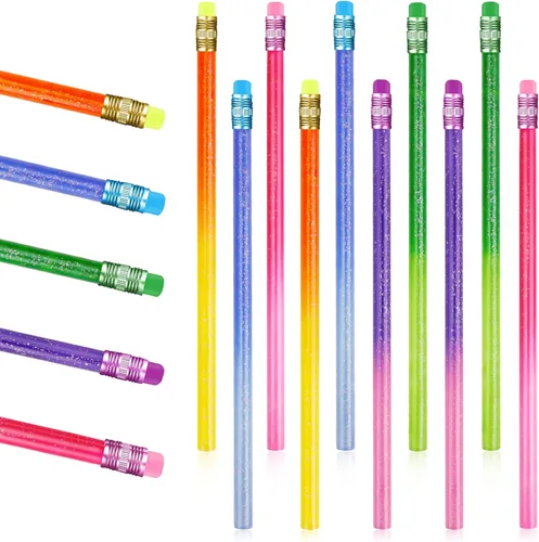 Lápiz de humor que cambia de color con borrador, lápiz de grafito con purpurina de madera, lápices que cambian de color activados por calor, lápices