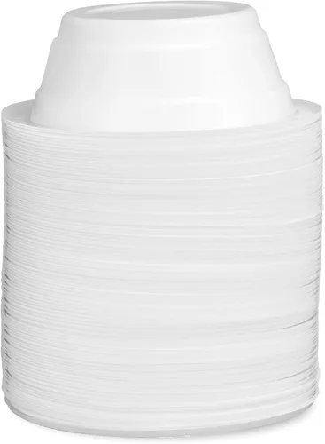 Miniatura 3 de Basix [100 unidades] Cuencos desechables de plástico blanco de 5 onzas para postre, aptos para microondas, ideales para la escuela, comida