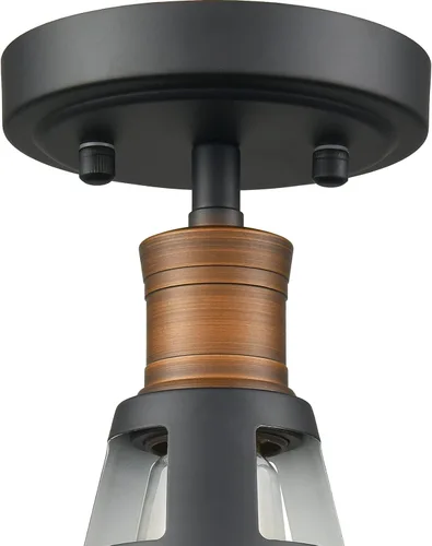 Miniatura 2 de CLAXY - Lámpara de techo industrial semiempotrada con pantalla de granero en blanco y negro Dimmable E26 Barn Ceiling Light Semi-flush Mount for