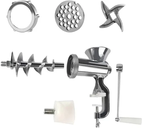 Picadora manual de carne, máquina de picar carne de aleación de aluminio, kit multifuncional de procesador de alimentos para uso doméstico y cocina,