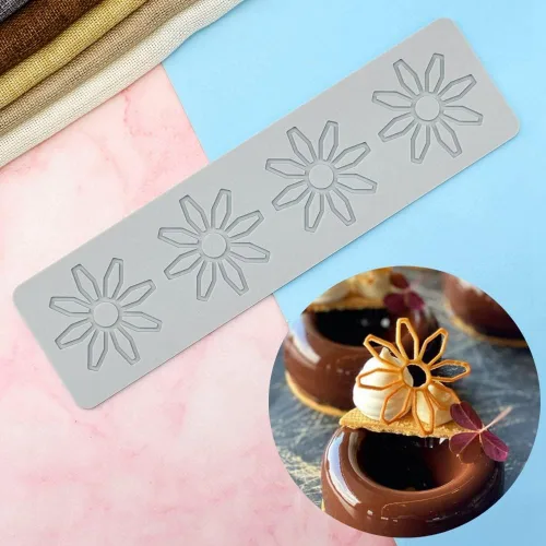Tapete de silicona para repujado de pastel de flores, textura de fondant, molde de decoración de encaje, pasta de goma, herramienta para decoración