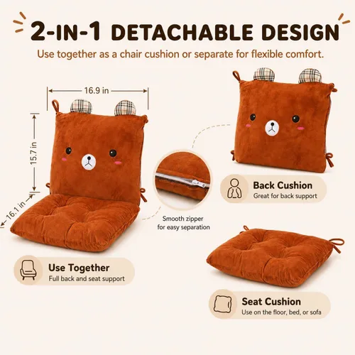 Miniatura 2 de ChezMax juego de almohadón relleno con acolchado, respaldo y asiento, para auto; silla mecedora cuadrada plegable, con estampado de caricaturas