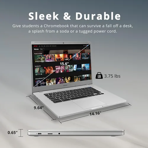 Miniatura 8 de Samsung Laptop Chromebook 4+, pantalla LED FHD de 15.6 pulgadas, Intel Celeron N4000, 4 GB de RAM, 64 GB eMMC, cámara web HD, Wi-Fi 5, Bluetooth