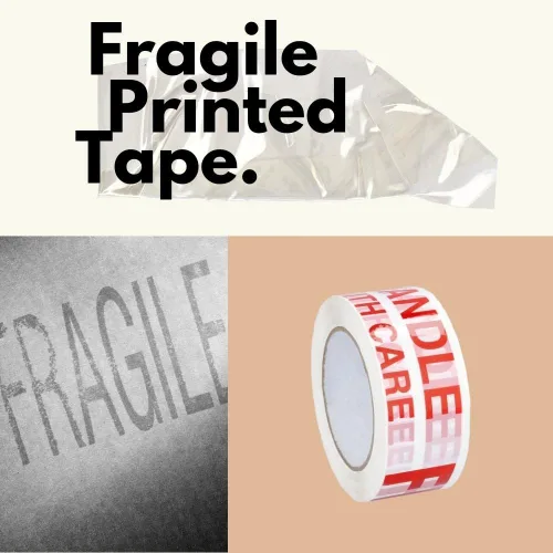 Miniatura 3 de Cinta de embalaje frágil, rollos de cinta de embalaje preimpresos, color blanco y rojo, 3 pulgadas x 110 yardas, paquete de 6 rollos