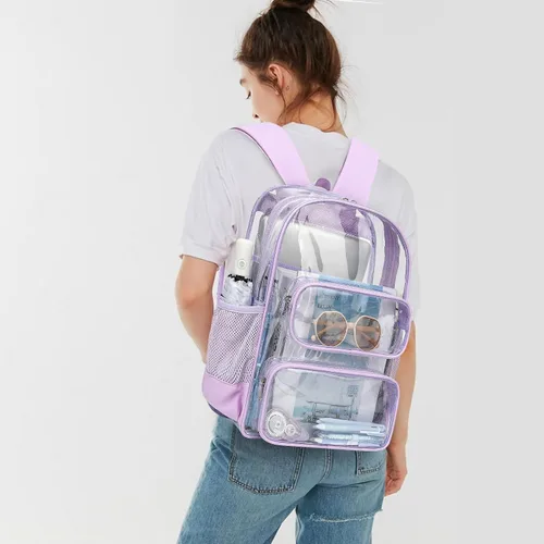 Miniatura 181 de CAMTOP Mochila transparente resistente y transparente para estudiantes, escuela, trabajo, festival, viajes, deportes, Beige, Mediana, Camtop Mochila