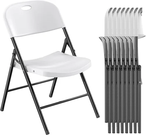 Miniatura 11 de Nazhura Silla plegable de plástico resistente con límite de peso 350 con marco de acero reforzado para interiores y exteriores, boda, fiesta