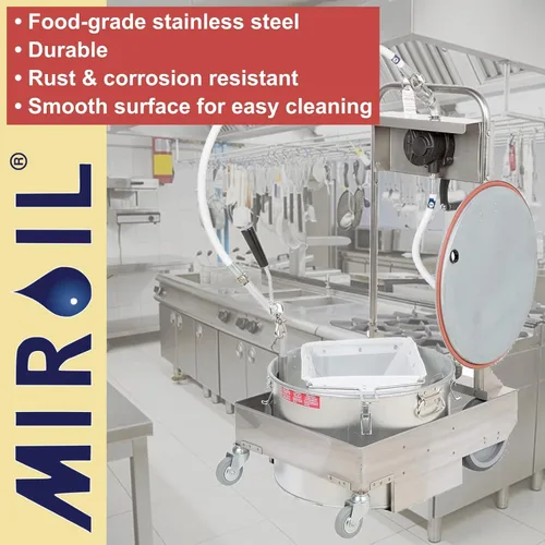 Miniatura 2 de MirOil Máquina de filtro de aceite para freidora 75HD con carrito de descartar y bomba manual, sistema de filtración para freidora para catering