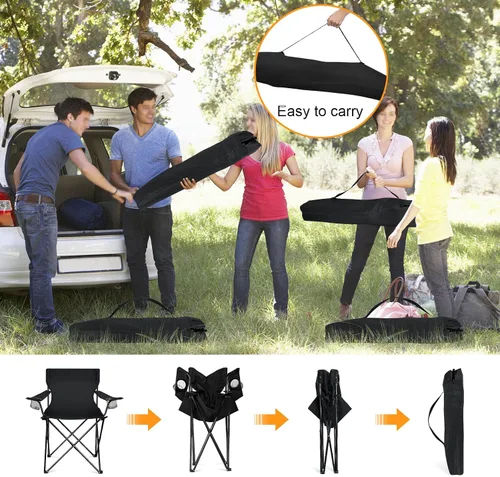 Miniatura 5 de HaSteeL Paquete de 4 sillas de campamento, sillas plegables de gran tamaño con portavasos para adultos, silla portátil y bolsa de transporte