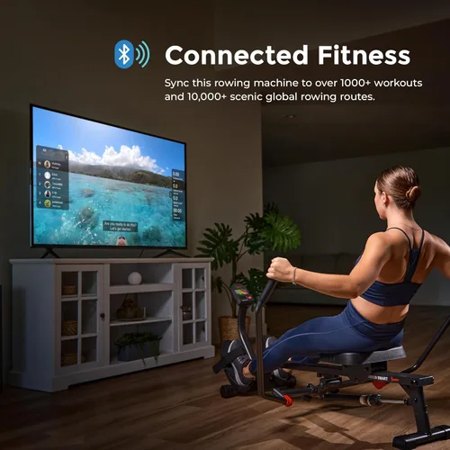 Miniatura 3 de Sunny Health & Fitness Smart Compact 360° Full-Motion Rower, Low-Impact Full-Body Workout Rowing Workout Machine, Wide Motion Range & Space-Saving