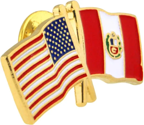 Miniatura 147 de PinMart Pin de solapa esmaltado con bandera de la amistad cruzada de Estados Unidos y el mundo