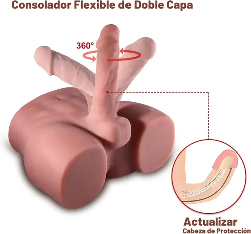 Miniatura 3 de Muñeca sexual masculina marrón con consolador flexible, consolador grueso realista para mujeres, hombres, parejas homosexuales, 10.2 x 7.1 pulgadas