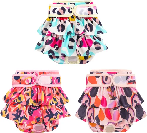 Miniatura 24 de Pañales Reutilizables para Perras Hembras Paquete de 3 Pañales Lavables Altamente Absorbentes para Perras, Pañales Flexibles para Perras, A Prueba