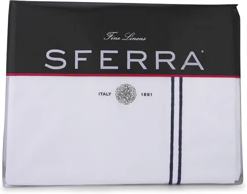 Miniatura 3 de Sferra Juego de sábanas de hotel grande, matrimonial, color blanco/azul marino