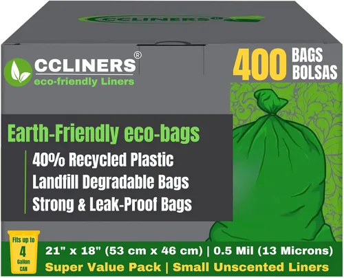 Miniatura 9 de Bolsa de basura de 4 galones (400 ct.) Bolsas de basura ecológicas de 15 litros fabricadas con aditivo EPI