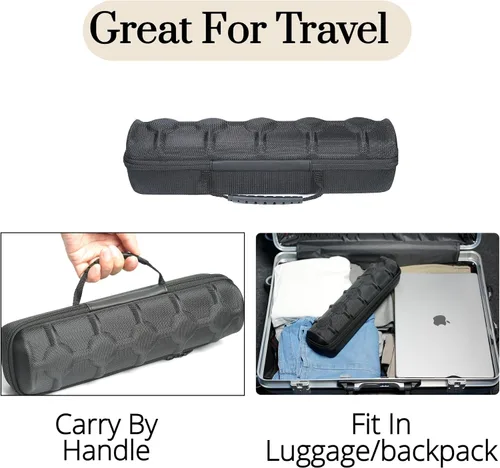 Miniatura 5 de AUKURA Funda de viaje para reloj, 5 ranuras con cremallera dura, caja de transporte y organizador para hombres y mujeres, con almohada suave
