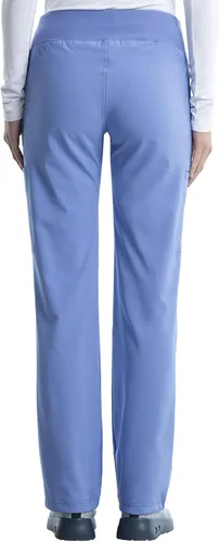 Miniatura 4 de Cherokee Pantalones Médicos para Mujeres de Tiro Medio Pierna Recta Pantalones de Uniforme Médico para Mujeres sin Cierre con 6 Bolsillos