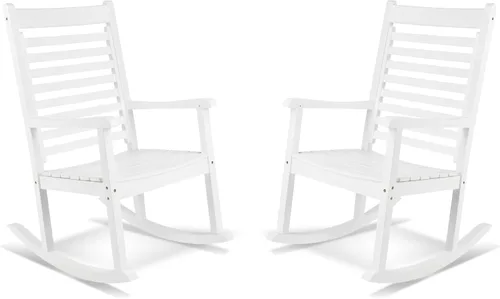 Miniatura 17 de Silla mecedora de madera moderna de Shine Company, balancín de porche ergonómico de asiento ancho, color negro