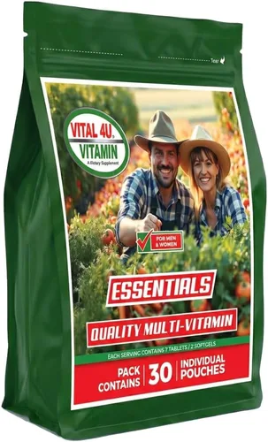 VITAL 4U® Vitamin Essentials - Multivitamínico diario para hombres y mujeres, apoyo inmunológico, fórmula multimineral, 30 porciones
