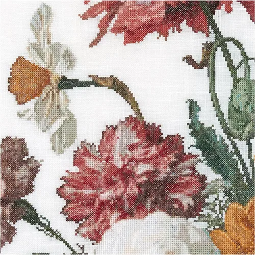 Miniatura 2 de Thea Gouverneur - Kit de punto de cruz contado - Naturaleza muerta con flores en un jarrón de vidrio - Aida - 18 unidades - para adultos - Hilos