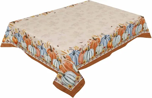 Miniatura 13 de Mantel rectangular de Acción de Gracias, mantel rectangular de calabaza naranja de 60 x 102 pulgadas, manteles de hojas de arce otoñales, mantel