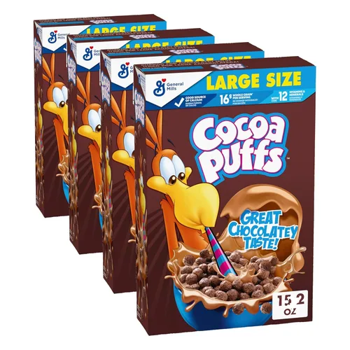 Miniatura 15 de Cocoa Puffs, cereales para el desayuno con sabor a chocolate, hechos con grano integral, bolsa resellable de 32 onzas