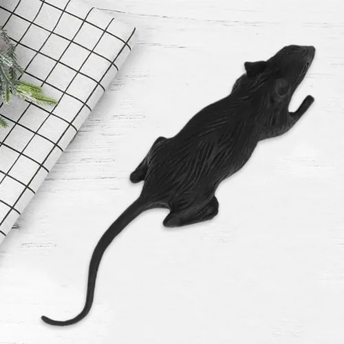 Miniatura 7 de Zerodeko 24Pcs Fake Rat Halloween Prop, Realistic Mouse Prank, Tricky Toys for Halloween Party, Loose-Packed Black PVC Simulation Animal Prank Prop