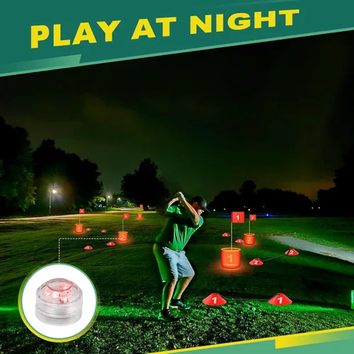 Miniatura 4 de Juego de cubo de golf para patio trasero, cubo de 9 agujeros, juego de golf con luz LED y banderas de golf para adultos y niños, para interiores