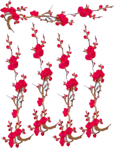 Miniatura 9 de MSCFTFB 5 parches para planchar con flores de ciruelo de 14 pulgadas de largo, parches bordados florales, apliques para escote, zapatos, jeans, Azul