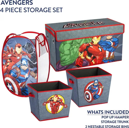 Miniatura 2 de Marvel The Avengers - Juego de soluciones de almacenamiento de 4 piezas con cesta desplegable, baúl de almacenamiento plegable y 2 contenedores