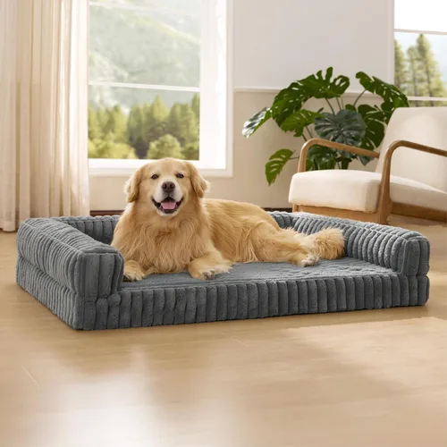 Miniatura 27 de Bedsure - Cama ortopédica para perros medianos, camas impermeables de espuma viscoelástica medianas con lados, sofá de espuma de nido de abeja