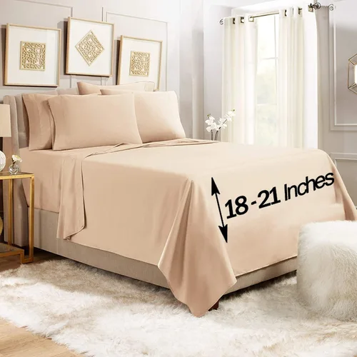 Miniatura 9 de Empyrean - Juego de 4 sábanas bajeras de bolsillo extra profundo de 110 GSM, juego de 4 sábanas de bolsillo extra profundo de 110 GSM, sábanas