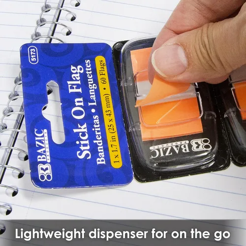 Miniatura 6 de BAZIC Products Banderas estándar de neón, 1 x 1.7 pulgadas, con dispensador, 60 unidades, para marcar páginas documentos, caja de 288 6 colores neón